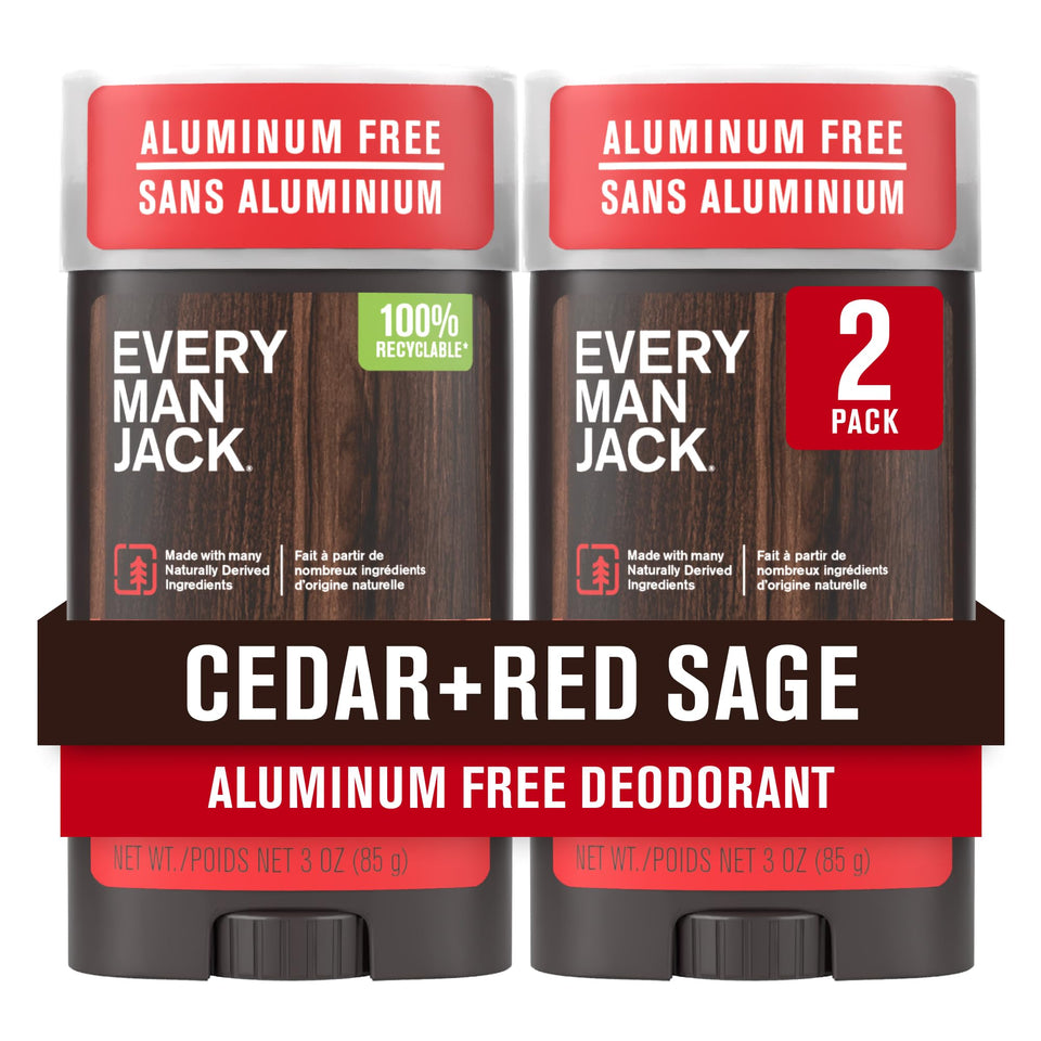 Every Man Jack front packaging shows cedar scent and recyclable benefit