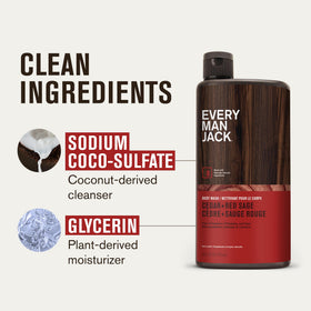 Every Man Jack ingredients label close-up highlighting naturally derived formula
