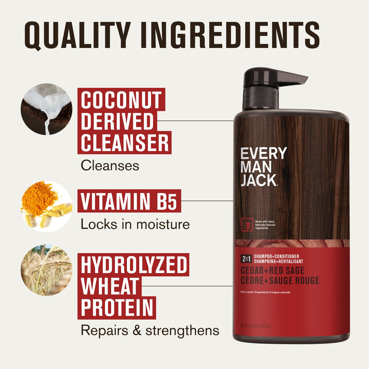 Every Man Jack ingredients panel close-up highlighting naturally derived formula