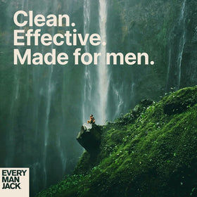 Every Man Jack label detail showing natural-derived ingredient transparency