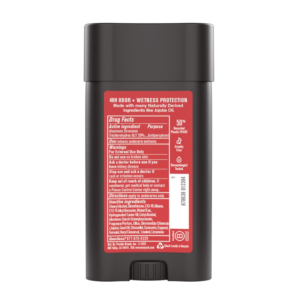 Every Man Jack packaging with recycling icon showing PCR material and sustainability benefit