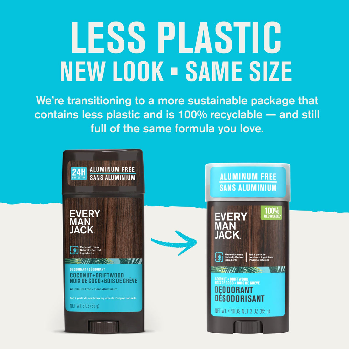 Every Man Jack stick opened to show solid deodorant and smooth application