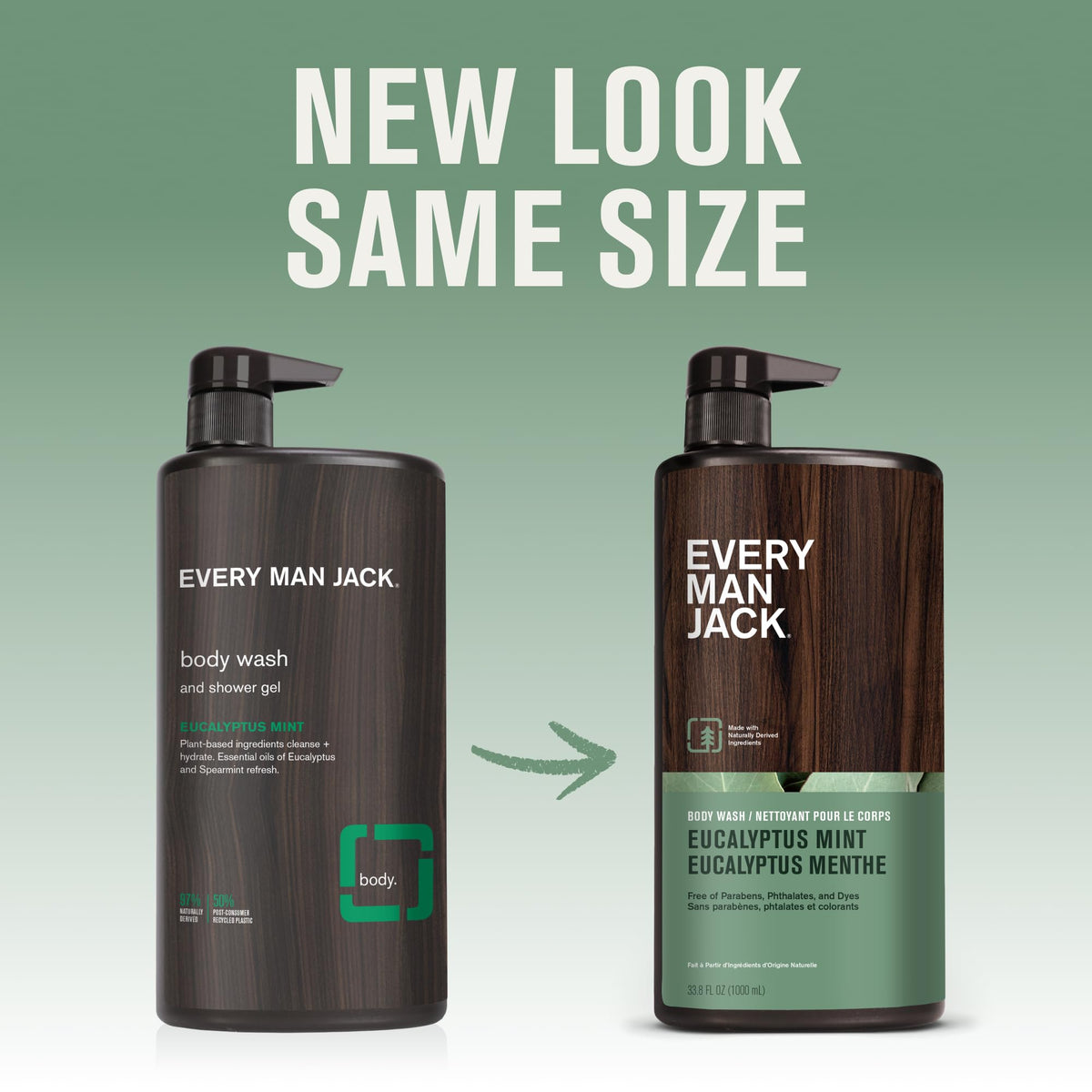 Every Man Jack back label with ingredient list visible and transparency benefit