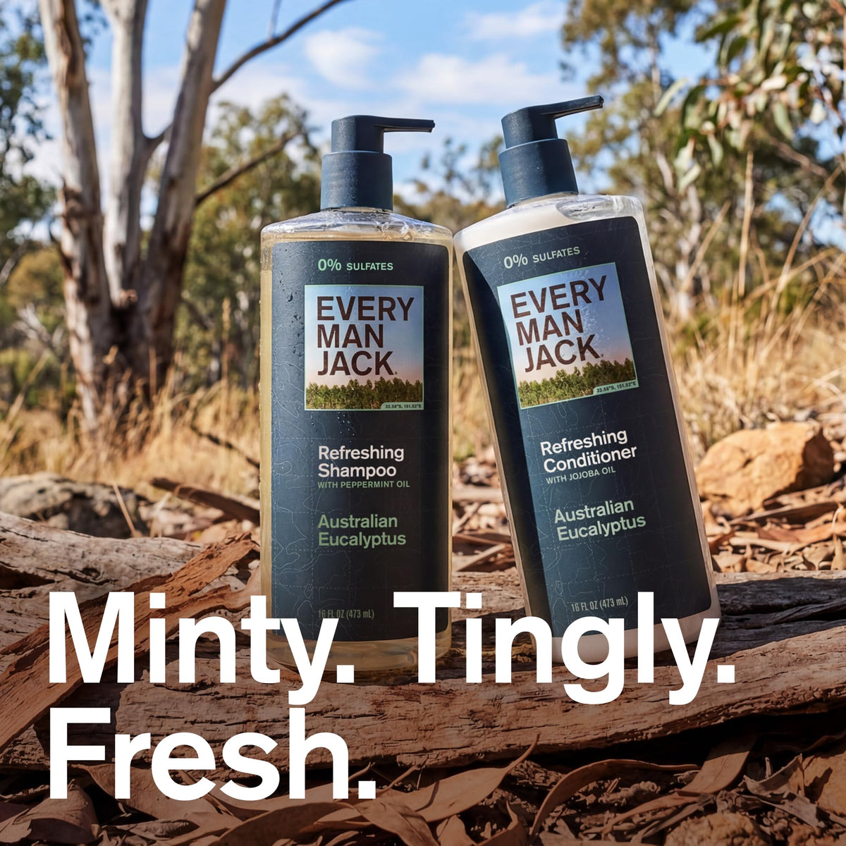 Every Man Jack in-shower use demonstrating refreshing tingle and invigorating rinse
