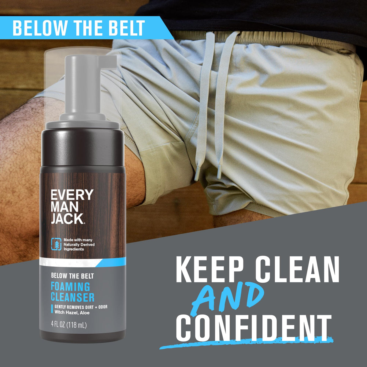 Every Man Jack pump dispensing soft foam for gentle cleansing