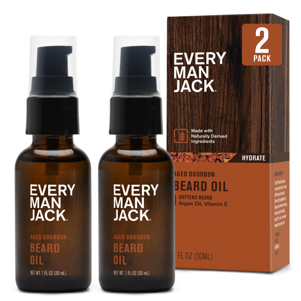 Every Man Jack front packaging showing aged bourbon scent and benefits