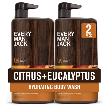 Every Man Jack front packaging showing citrus eucalyptus scent and bottle benefit