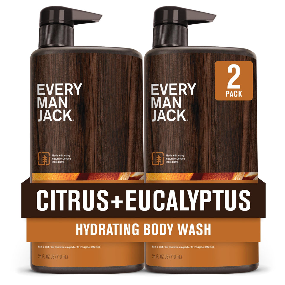 Every Man Jack front packaging showing citrus eucalyptus scent and bottle benefit