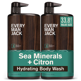 Every Man Jack front packaging shows Sea Minerals + Citron scent and benefits