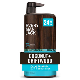 Every Man Jack front bottle view showing coconut driftwood scent and size