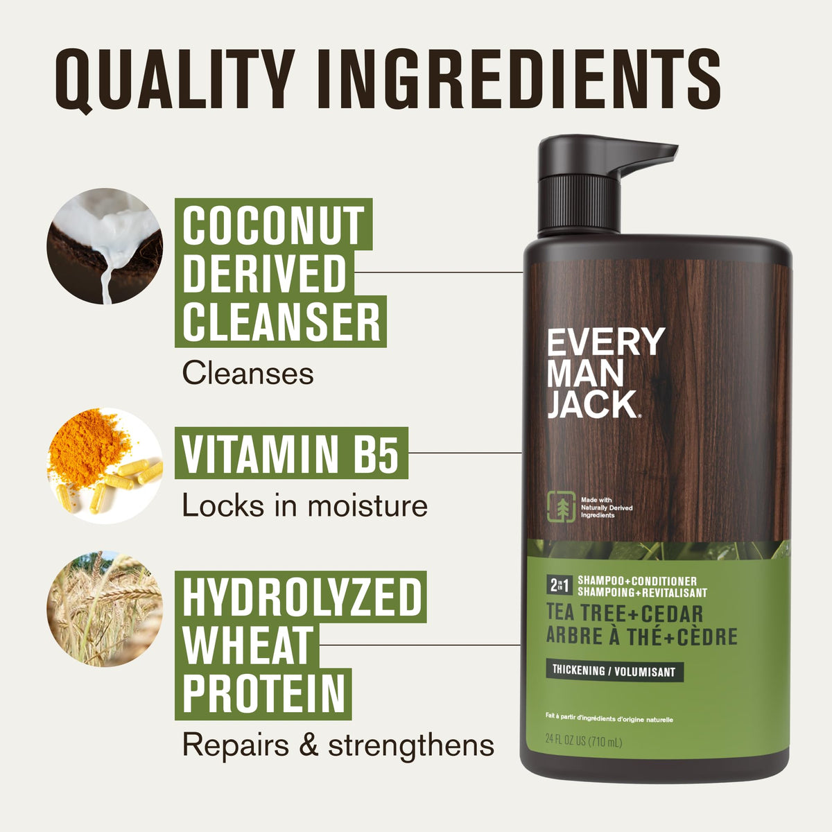 Every Man Jack bottle in hand under shower highlighting simple in-shower use