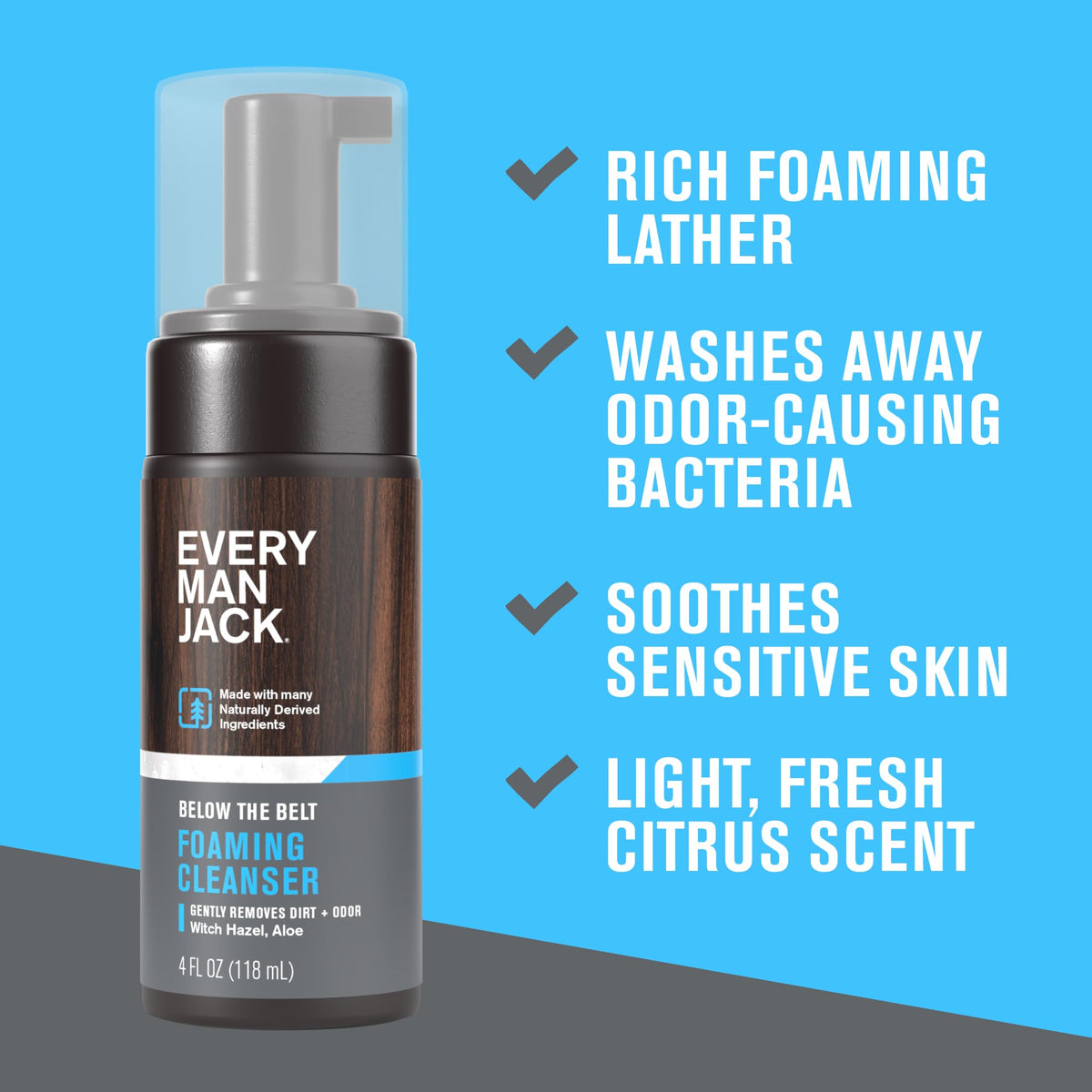 Every Man Jack natural witch hazel and aloe ingredients close-up