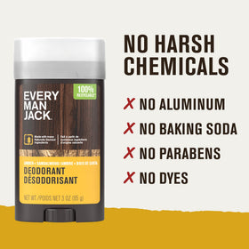 Every Man Jack ingredient display with cotton and lichen showing natural extracts and odor control benefit