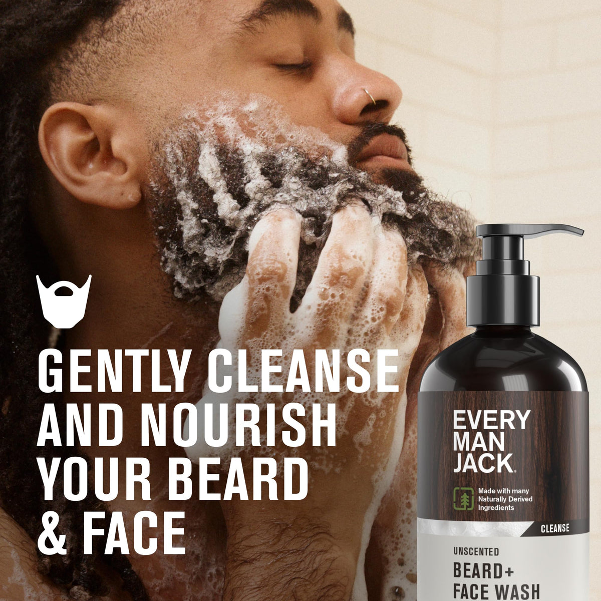 Every Man Jack label ingredient list close-up showing aloe and glycerin benefits