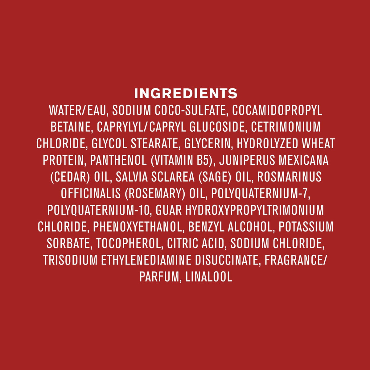 Every Man Jack back-of-bottle ingredients label showing natural-derived focus