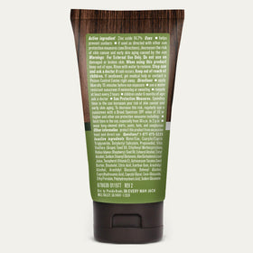 Every Man Jack label close-up showing zinc oxide active for sun protection benefit