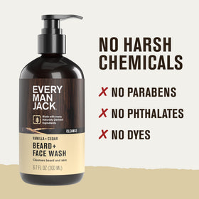 Every Man Jack ingredient label close-up showing glycerin and aloe benefits