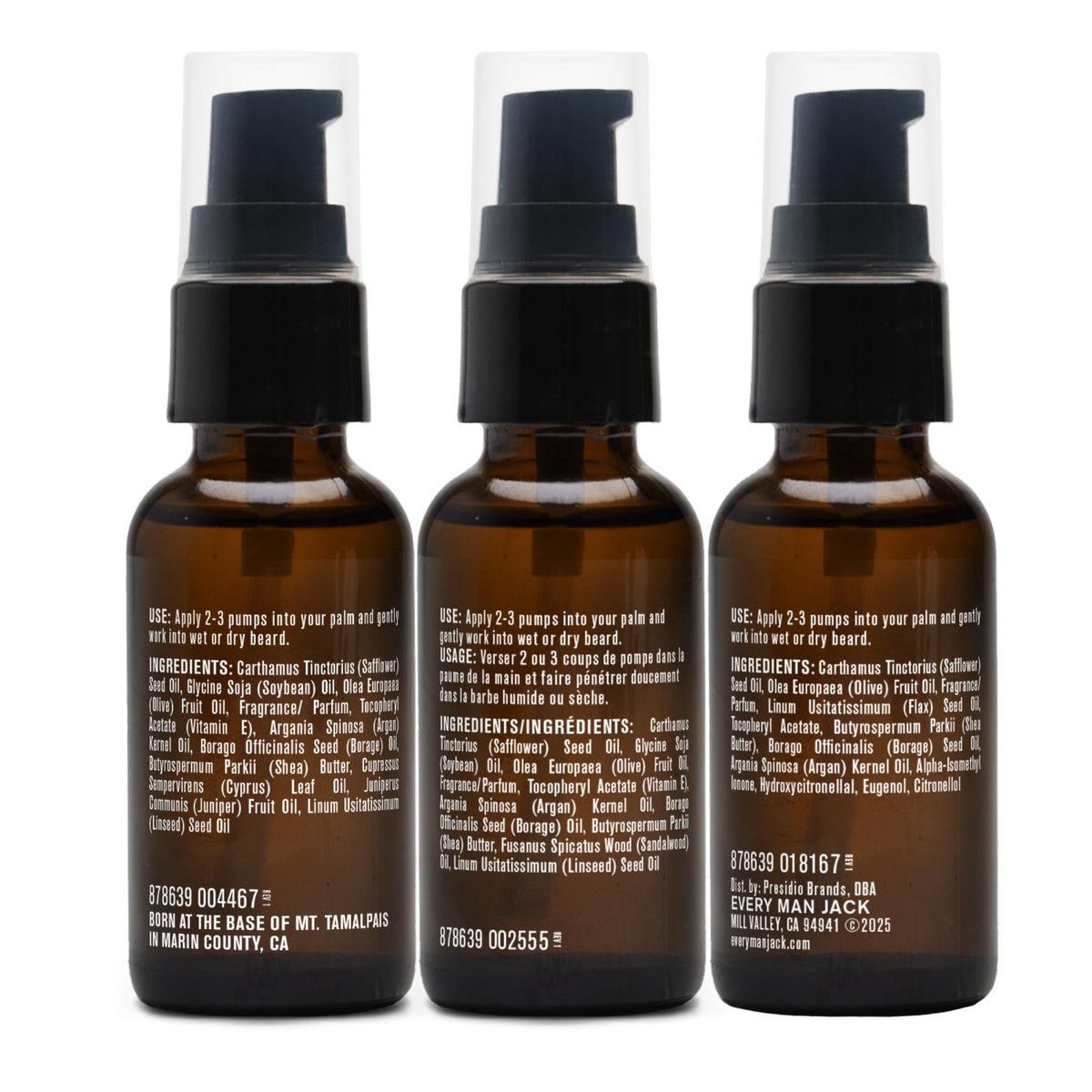 Every Man Jack label close-up listing natural ingredients for clear transparency