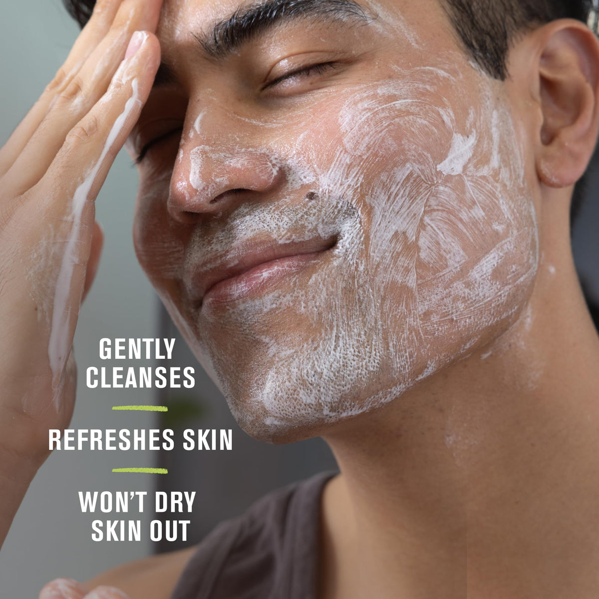 Every Man Jack moisturizer texture on fingertip showing lightweight absorption benefit: non-greasy