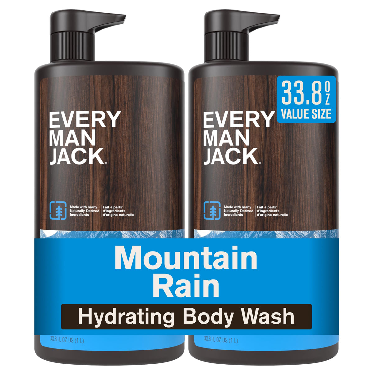 Every Man Jack front packaging showing two large bottles and brand clarity