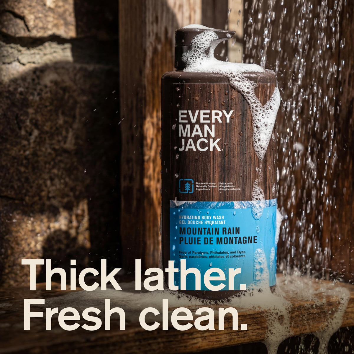 Every Man Jack pump close-up demonstrating easy one-handed dispensing