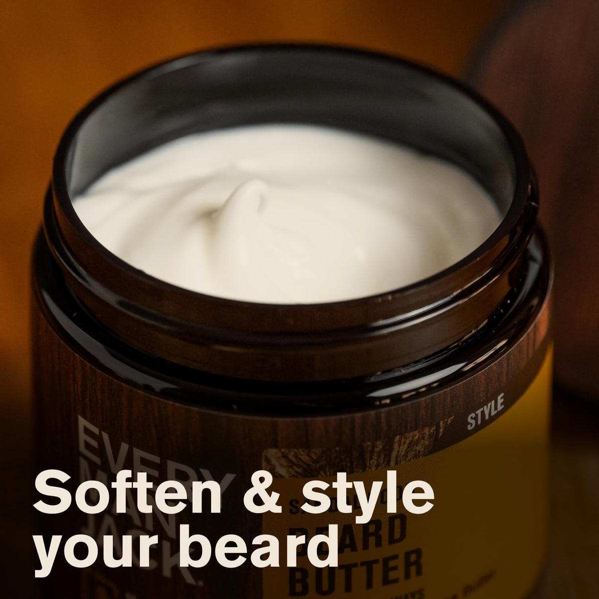 Every Man Jack open tub showing creamy butter texture for easy spread and deep hydration