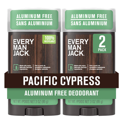 Every Man Jack front packaging showing Pacific Cypress scent and benefits