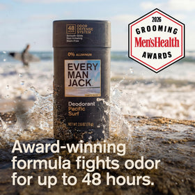 Every Man Jack close-up of deodorant stick texture showing smooth glide benefit
