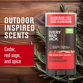 Every Man Jack three-pack of 3 oz sticks offering long-lasting odor protection