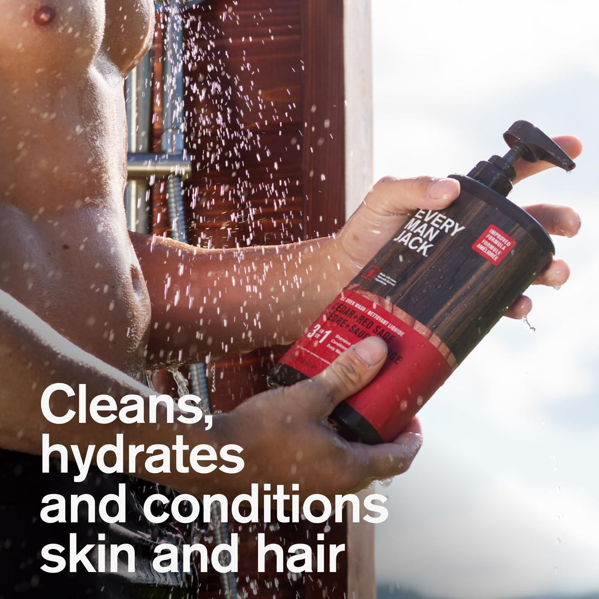 Close-up Every Man Jack pump dispenser for easy one-pump grooming