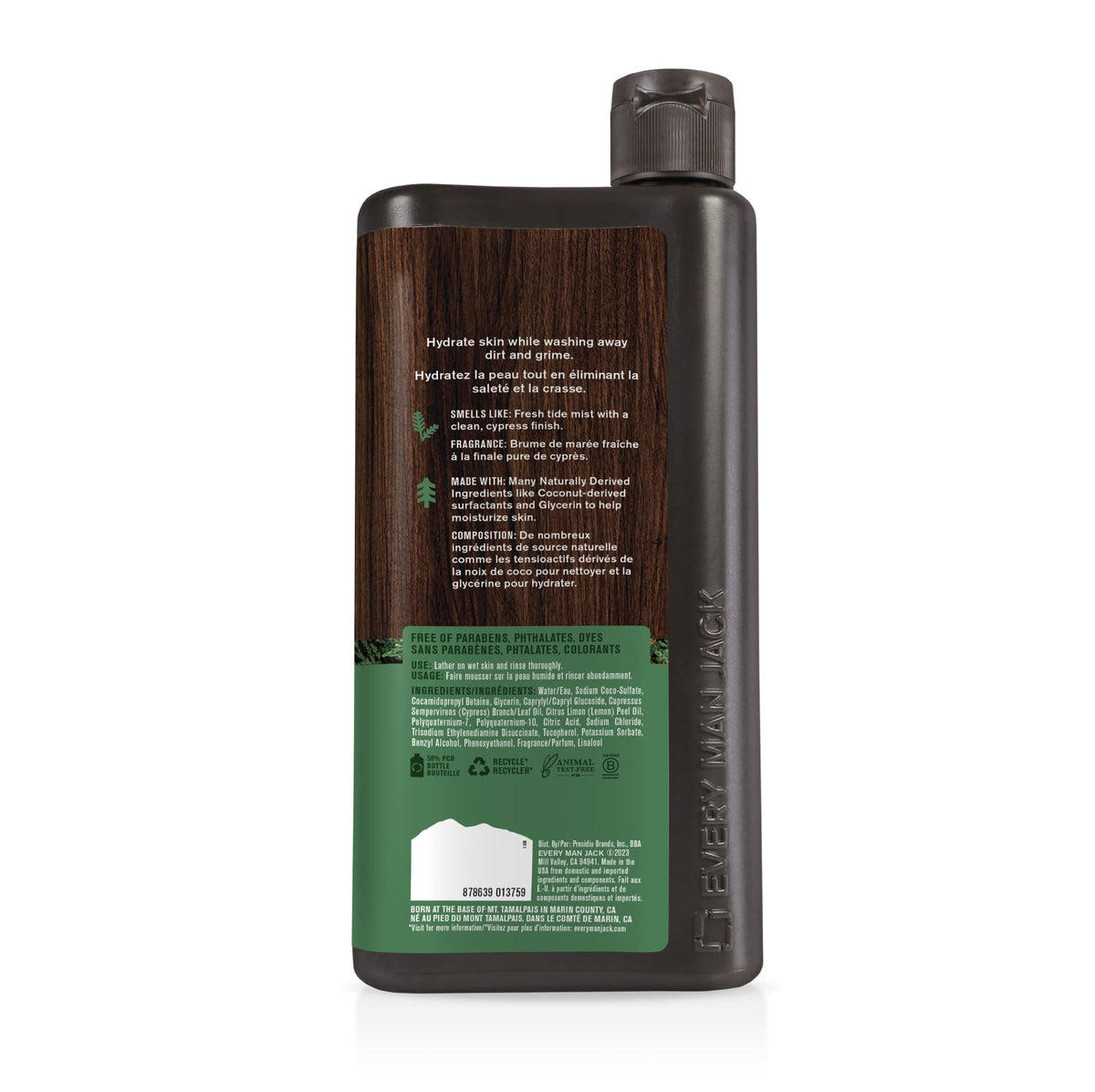 Every Man Jack recyclable packaging detail emphasizing sustainable choice