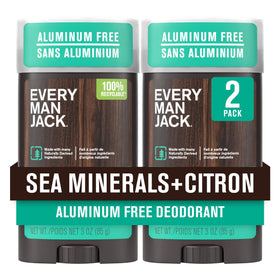 Every Man Jack front packaging showing recyclable two-pack and scent