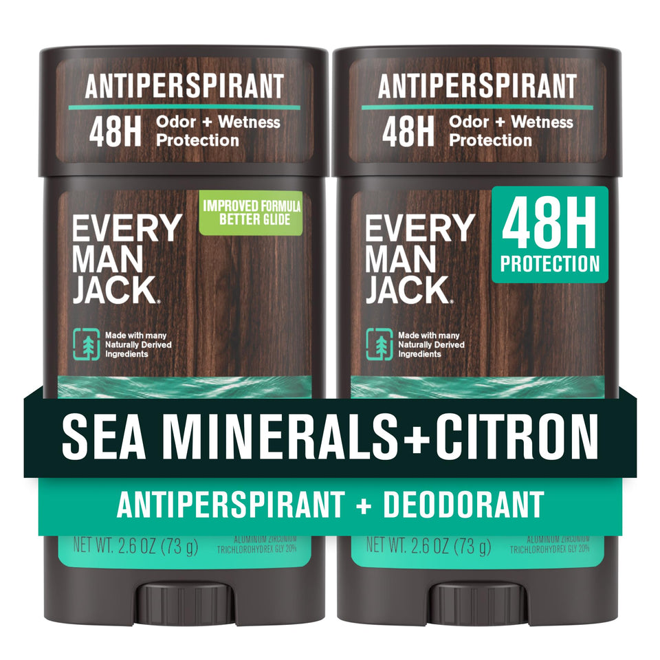 Every Man Jack front packaging showing two-count pack and scent benefit