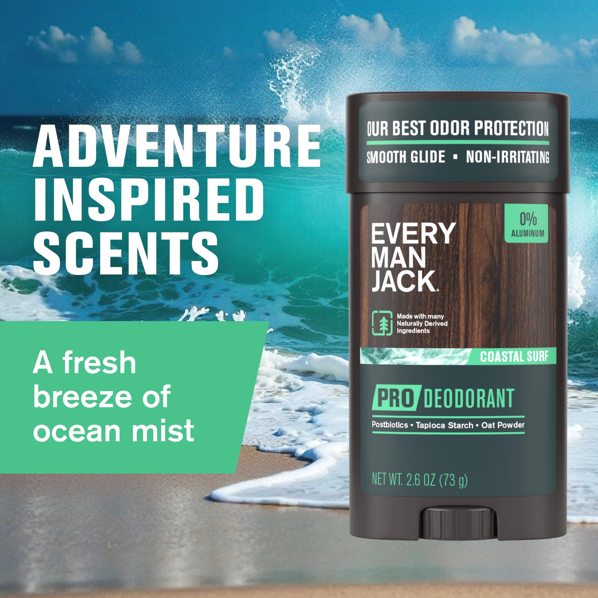 Every Man Jack deodorant in hand to show 2.6 oz size and portability