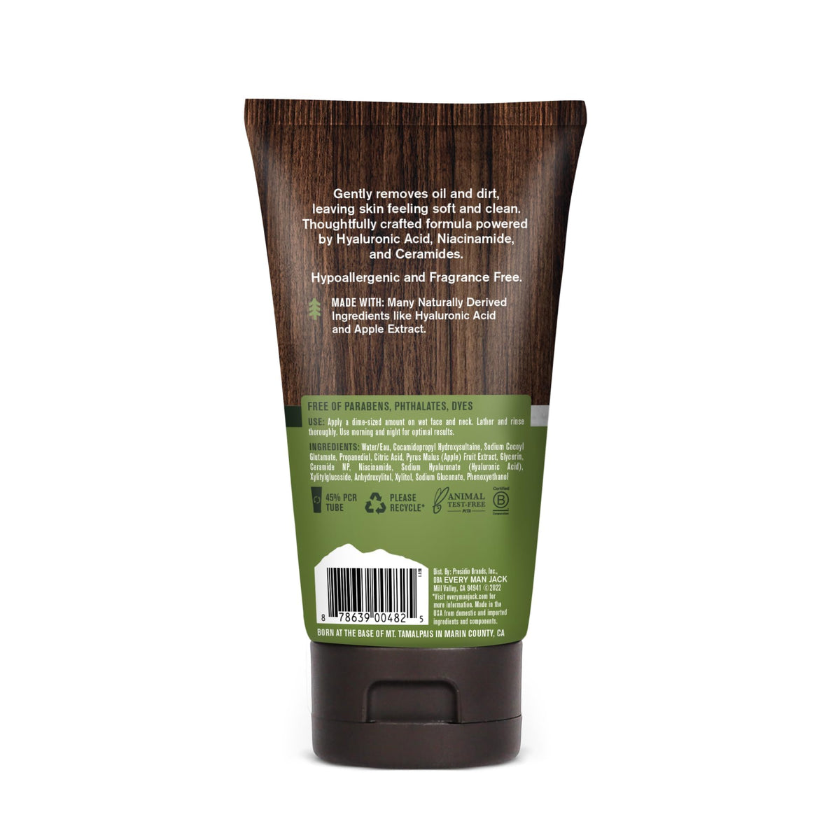 Every Man Jack products beside toothbrush showing scale and size benefit: ideal for bathroom