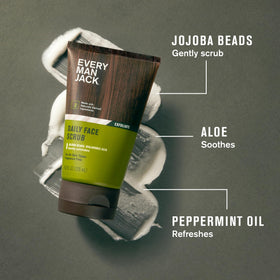 Every Man Jack close-up of jojoba bead texture for gentle exfoliation