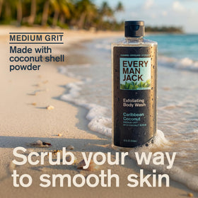 Every Man Jack close-up of exfoliant coconut shell texture for effective scrubbing