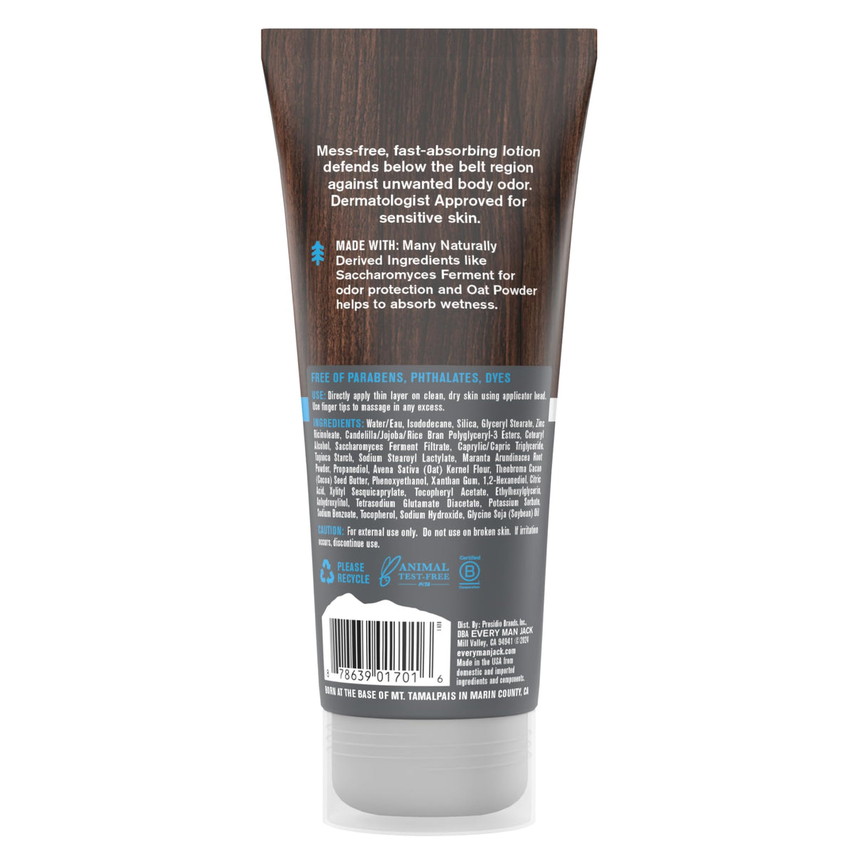 Every Man Jack bottle in gym bag highlighting travel-ready odor and wetness protection