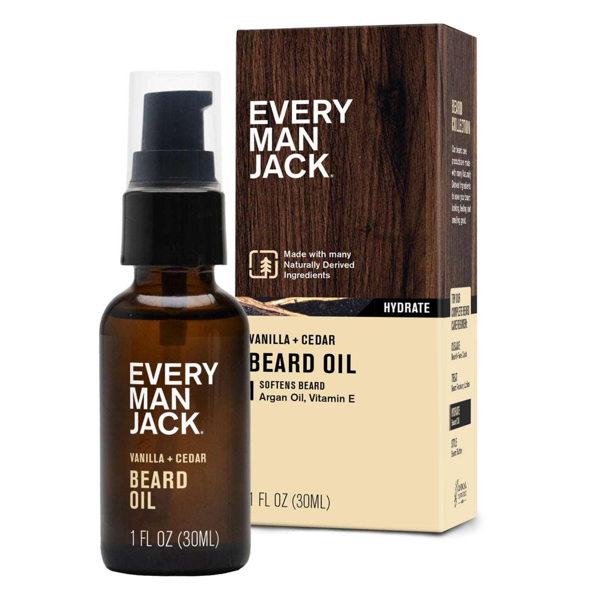 Every Man Jack front packaging showing 1 fl oz bottle and brand benefits