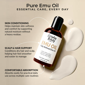 Everyday Beauty pipette dispensing emu oil for precise drops and easy application
