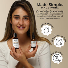Everyday Beauty close-up texture of emu oil showing lightweight clarity and fast absorption