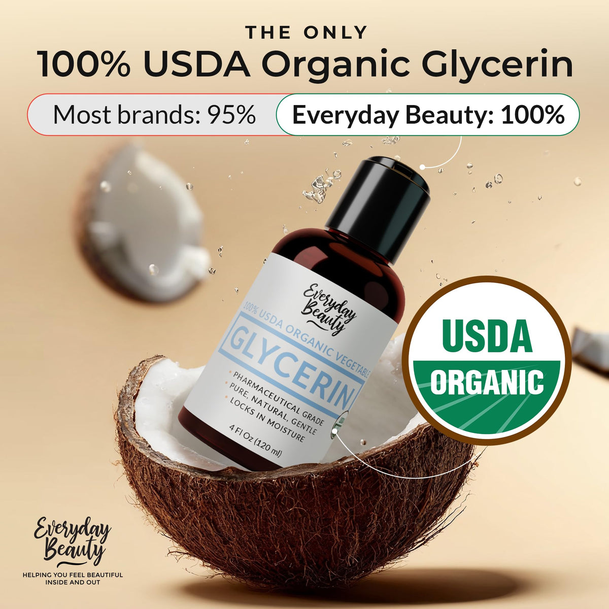 Everyday Beauty pouring glycerin to show texture and smooth moisturizing effect