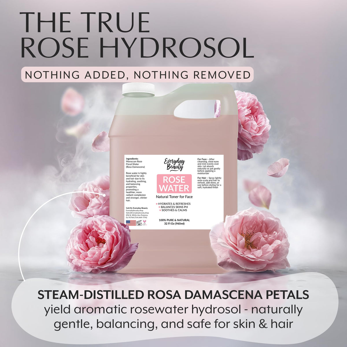 Everyday Beauty spritzing hair illustrating frizz control and lightweight shine