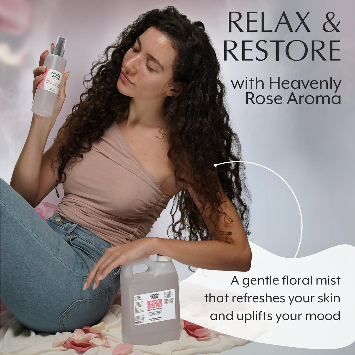 Everyday Beauty on vanity among skincare items promoting daily routine ease