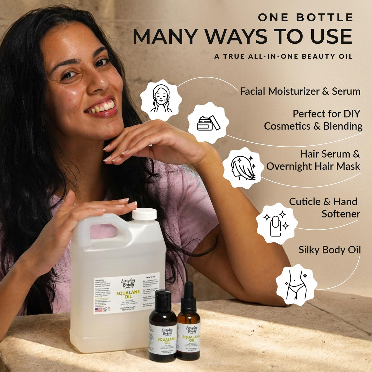 Everyday Beauty squalane blended with lotion showing richer moisture benefit