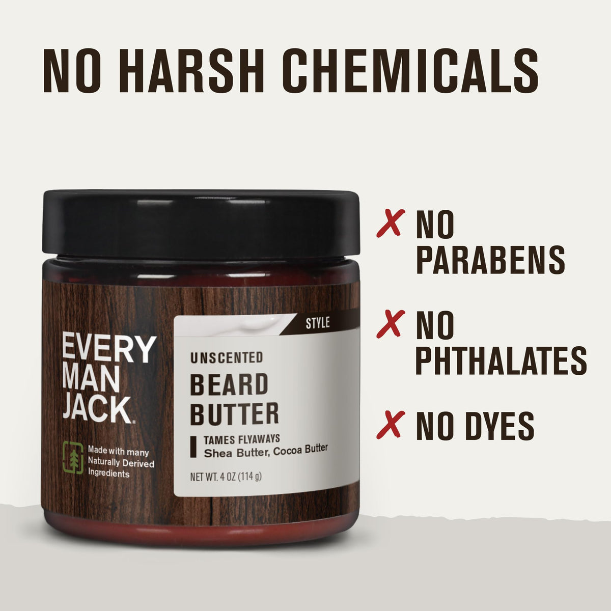 Every Man Jack beard butter on bathroom shelf as grooming routine