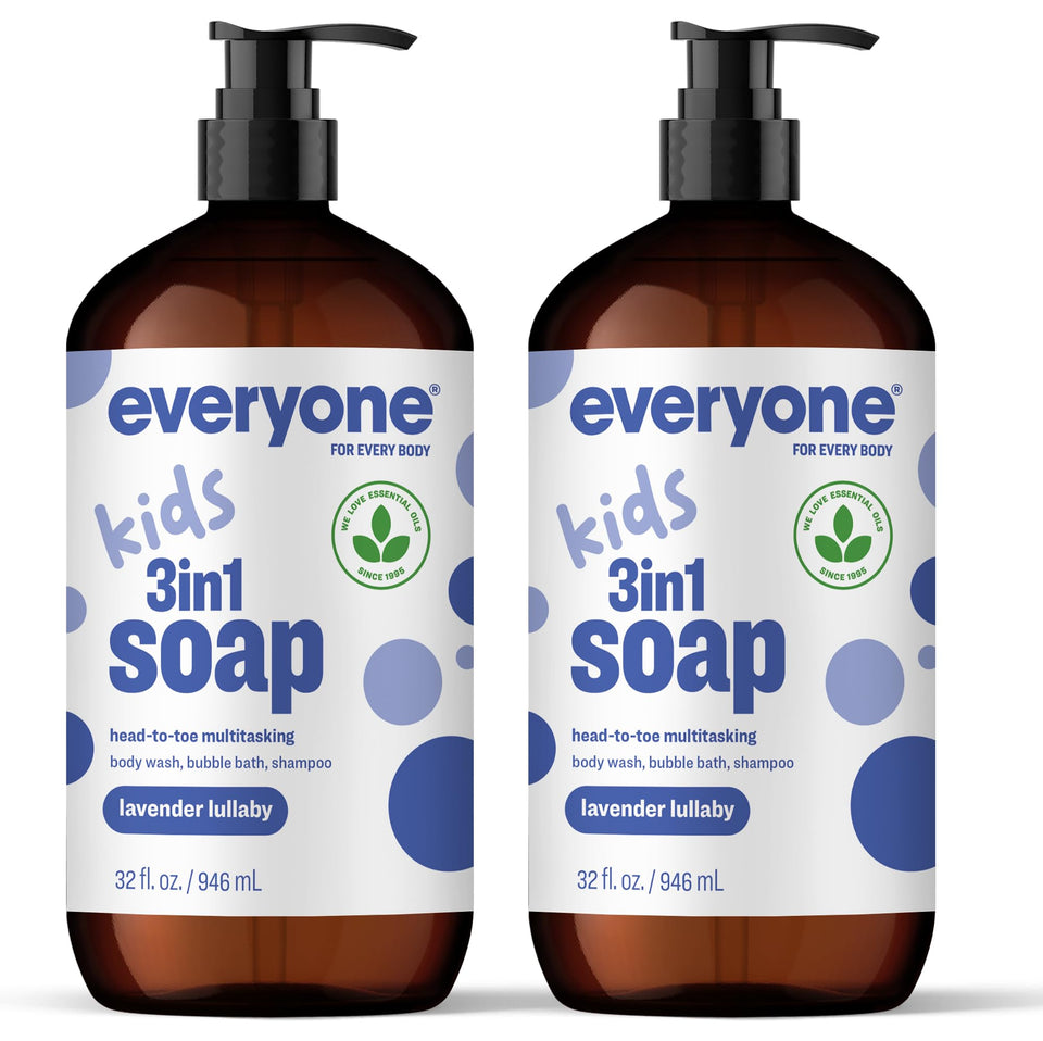 everyone front packaging showing two 32 ounce bottles and calming lavender scent for easy use