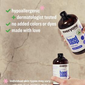 everyone label close-up displaying lavender and coconut ingredients and clean benefits