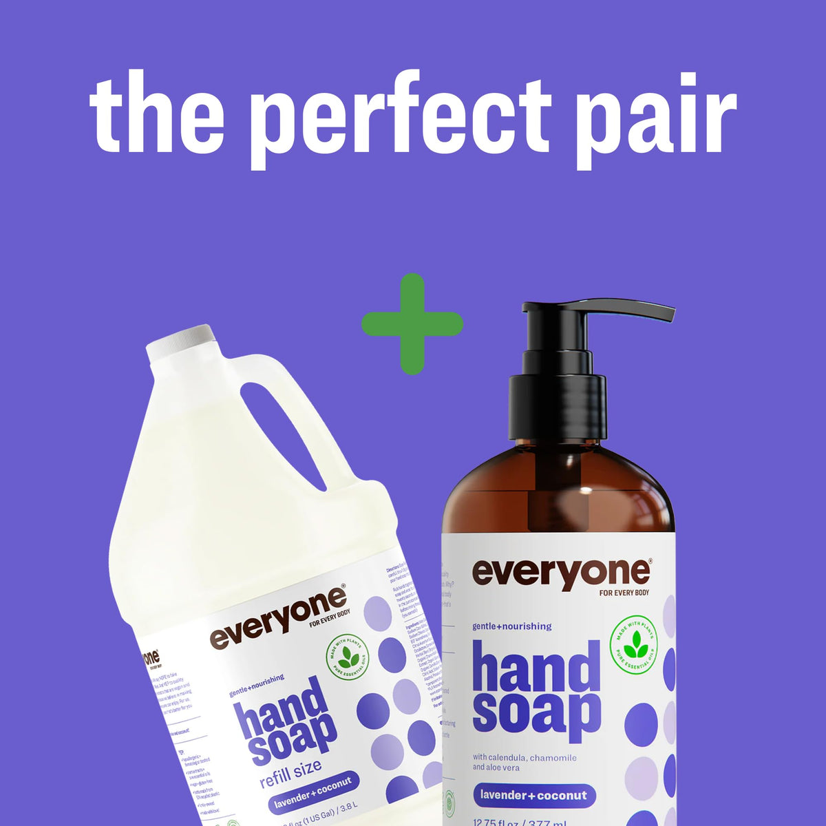 everyone bottle beside soap bar to show compact size benefit