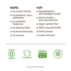 everyone for every body label and ingredients panel showing transparency and clean formula